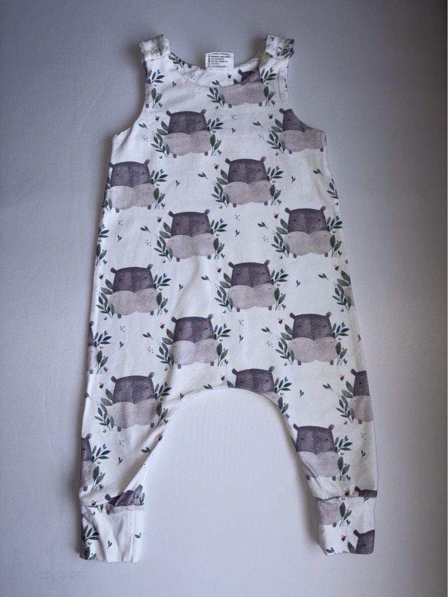Claybear Hippo Animal Romper Rare Unique Unisex Handmade Dungarees Baby Age 9-12 Months