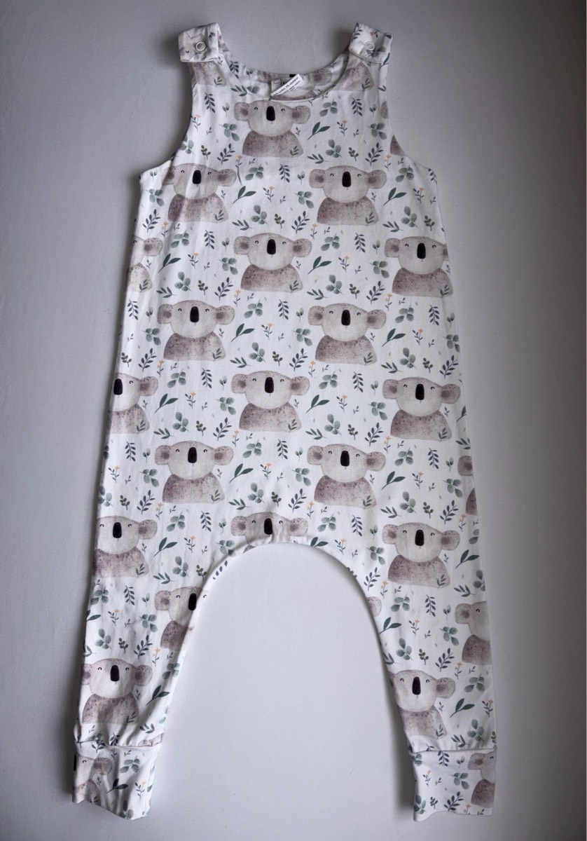 Claybear Unique Koala Bear Animal Dungarees Australia Print Romper Handmade Toddler 18-24 months