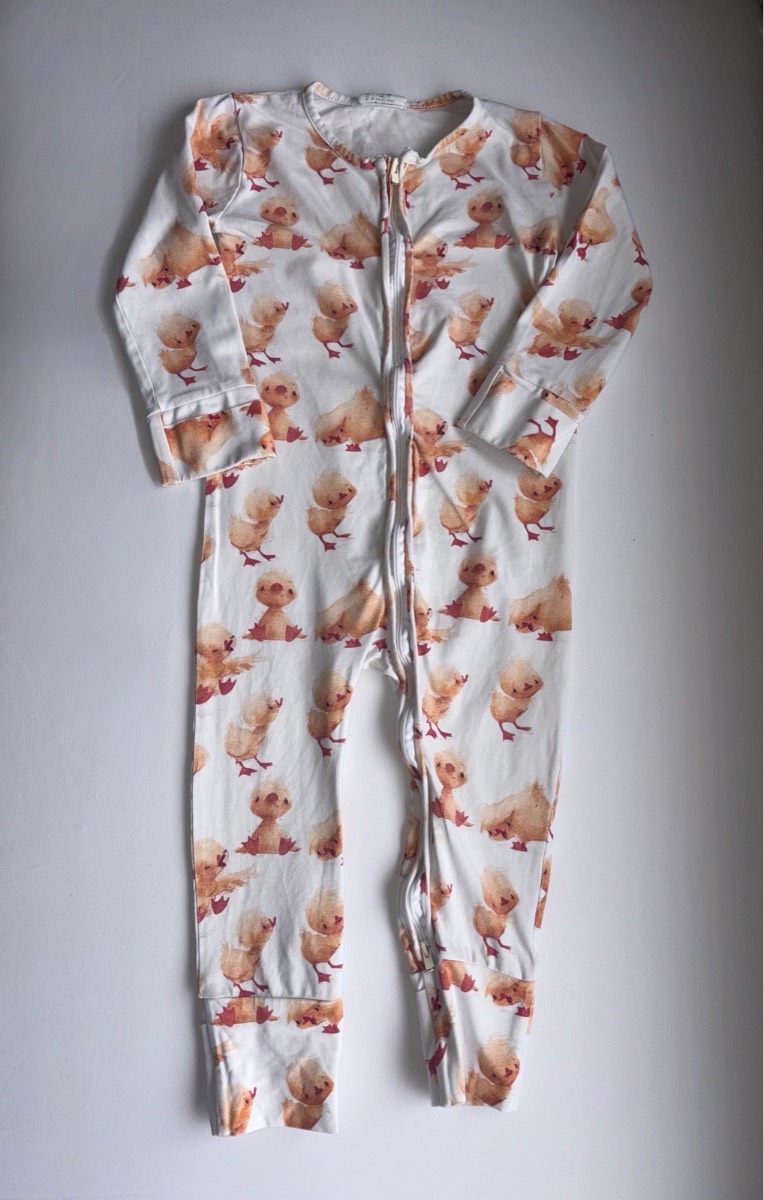 Claybear Chick Sleepsuit Long Sleeve Handmade Sleepwear Unisex Onsie Pyjamas 18-24 months PJs