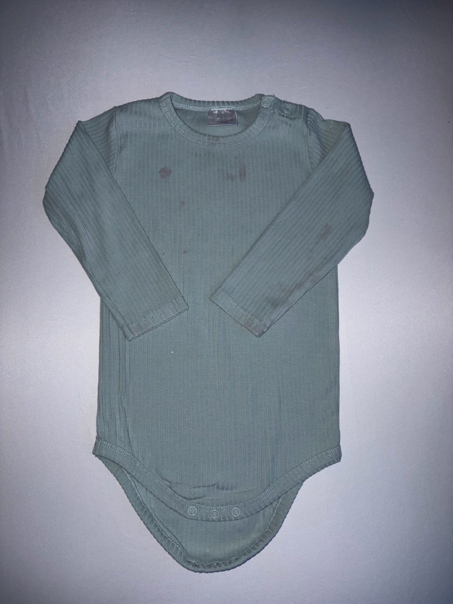 Claybear Mint Green Long Sleeve Ribbed Bodysuit Handmade Toddler Winter Nursery Playwear 18-24 Month