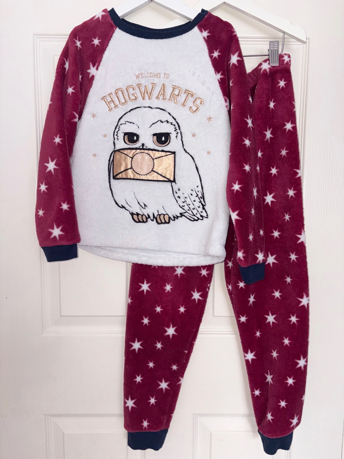 Harry Potter Hedwig Hogwarts Pyjamas Autumn Winter Fleece PJs Unisex Character Sleepwear Age 7-8