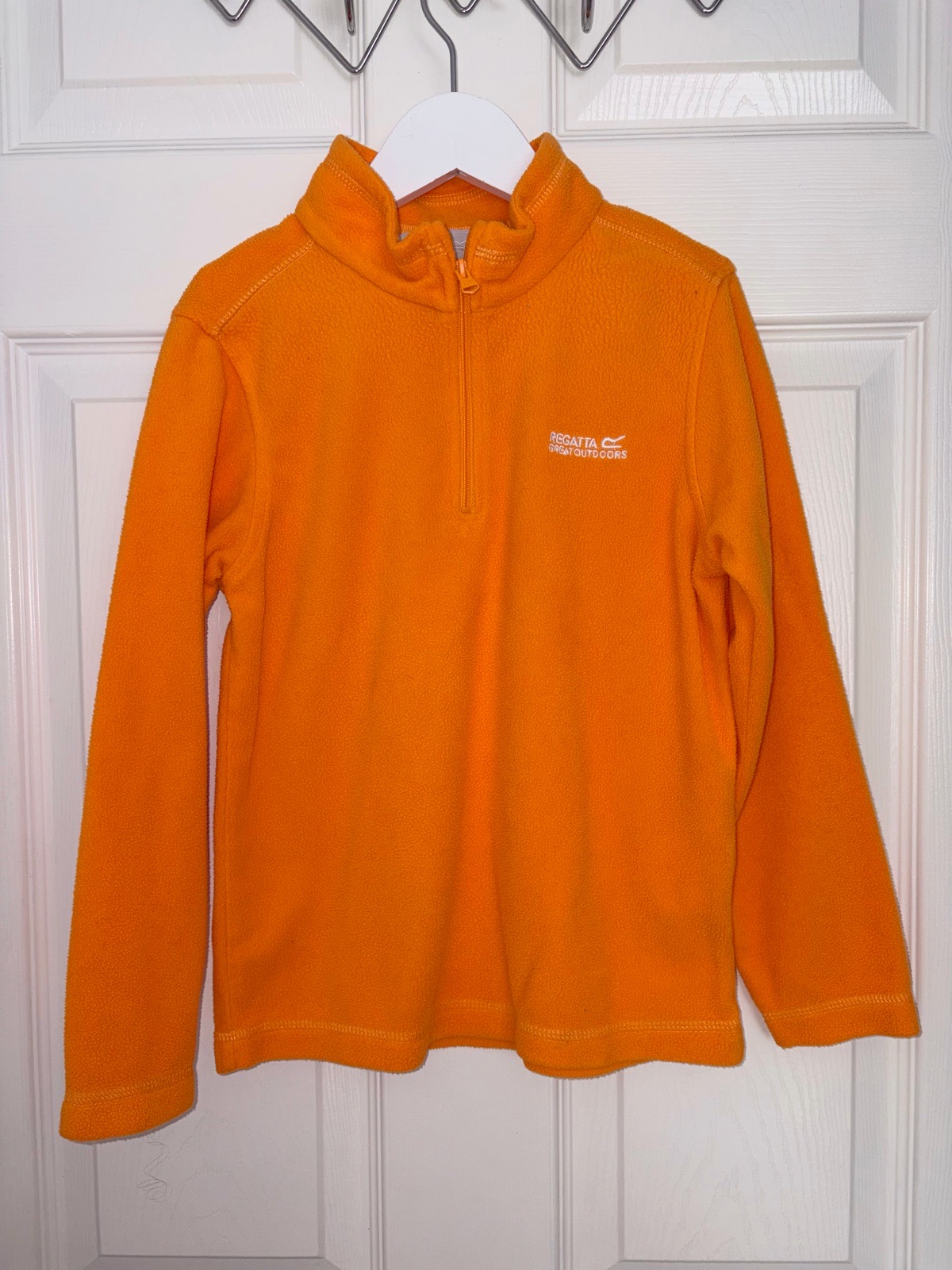 Regatta Sunshine Orange Zip Fleece Jumper Long Sleeve Top Camping Outdoor Winter wear Girls Age 7-8