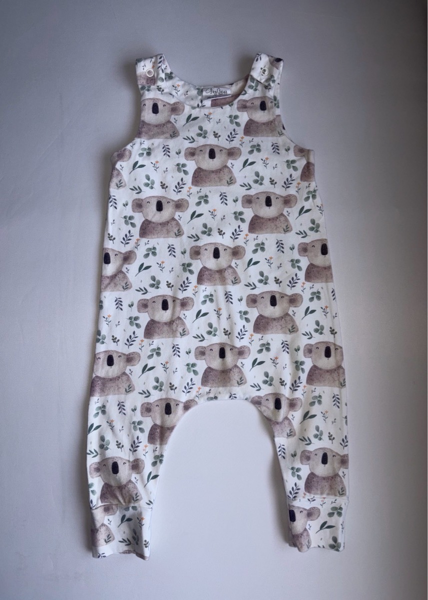 Claybear Koala Bear Animal Romper Rare Unique Australia Print Handmade Dungarees Baby Age 9-12 Month