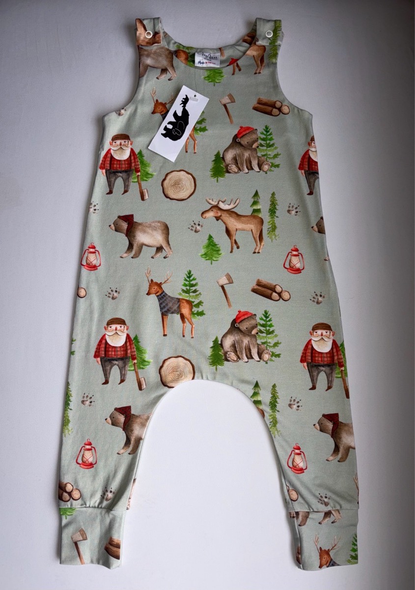 Claybear Unique Sage Winter Wonderland Romper Christmas Santa Handmade Dungarees Age 12-18 months