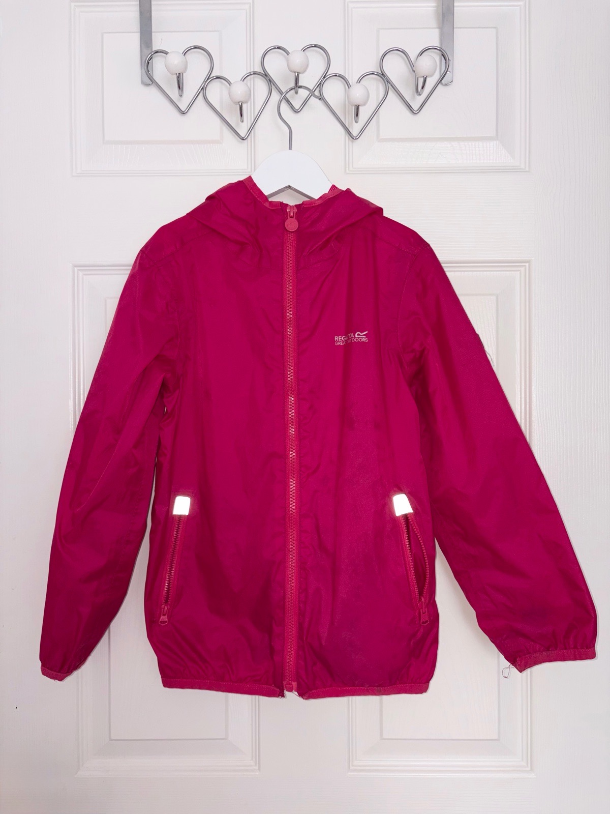 Regatta Pink Pack it Jacket Zip up Windbreaker Camping Outdoor Winter Rain Coat Girls Age 7-8
