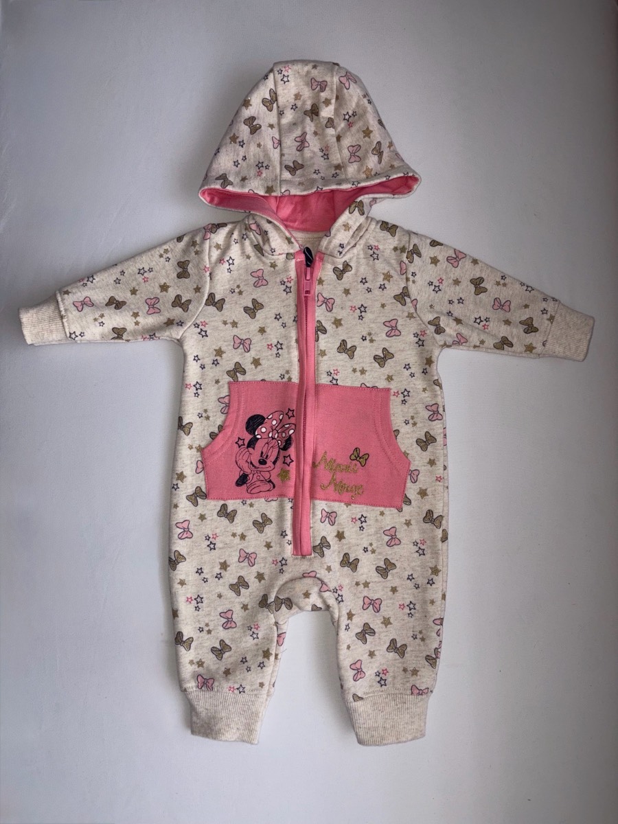 Baby Girl Disney Minnie Mouse Zip Up Romper Jumper Tracksuit Hoodie Disneyland Outfit Age 0-3 months