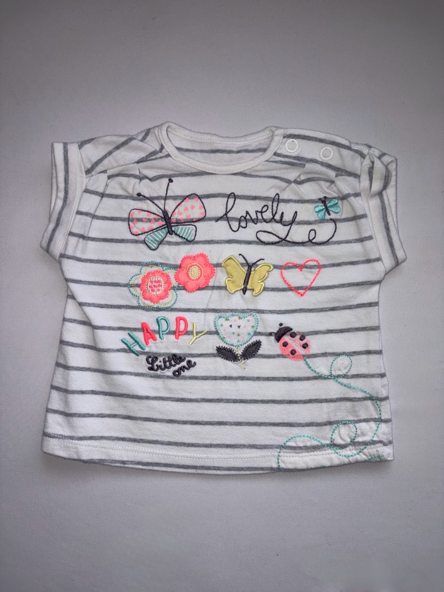 Nutmeg Baby Girls Butterfly & Ladybird T-shirt Summer Holiday Minibeasts Top Age 3-6 months