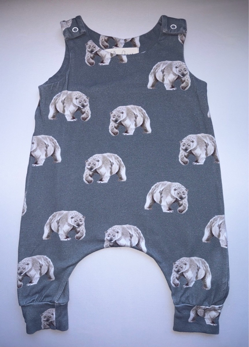 Claybear Polar Bear Winter Animal Romper Rare Vintage Handmade Unique Dungarees Baby Age 6-9 months