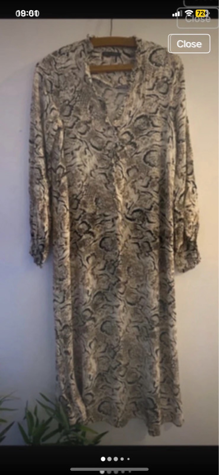 M&S Collection Beige Black Snake Print Floaty Midi Dress sz M Great Condition