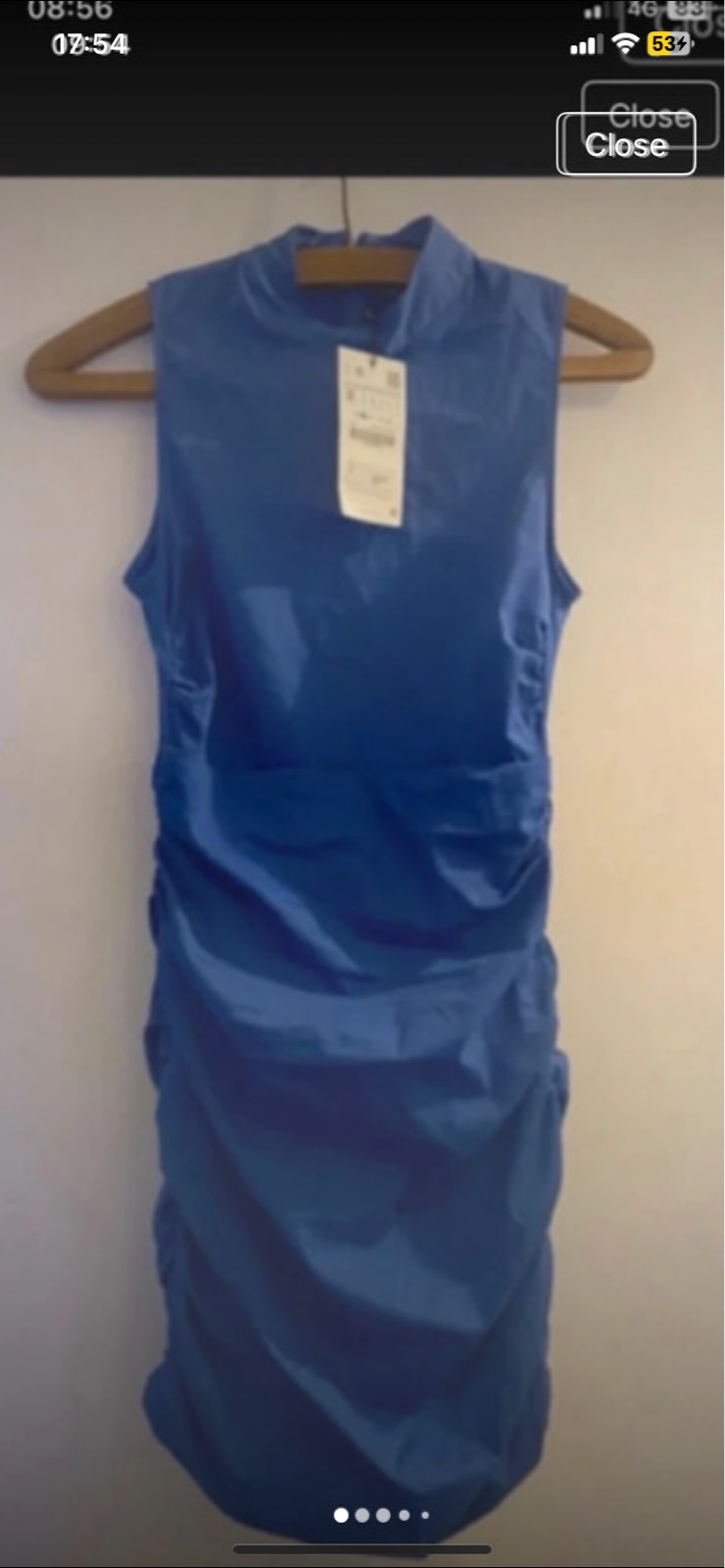 Zara Cobalt Blue Ruched Dress sz S BNWT
