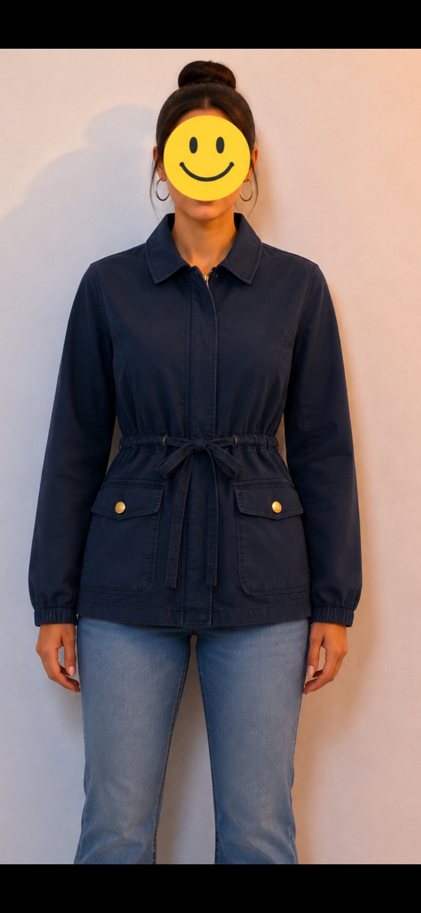 Joules Rikki Navy Blue Drawstring Waist Utility Jacket sz 14 Great Condition