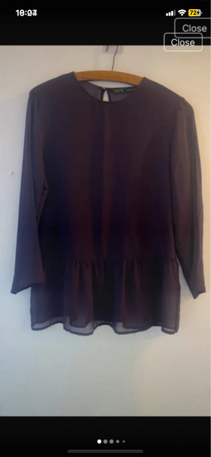 Zara Purple Lightweight Peplum Top Blouse sz L Great Condition