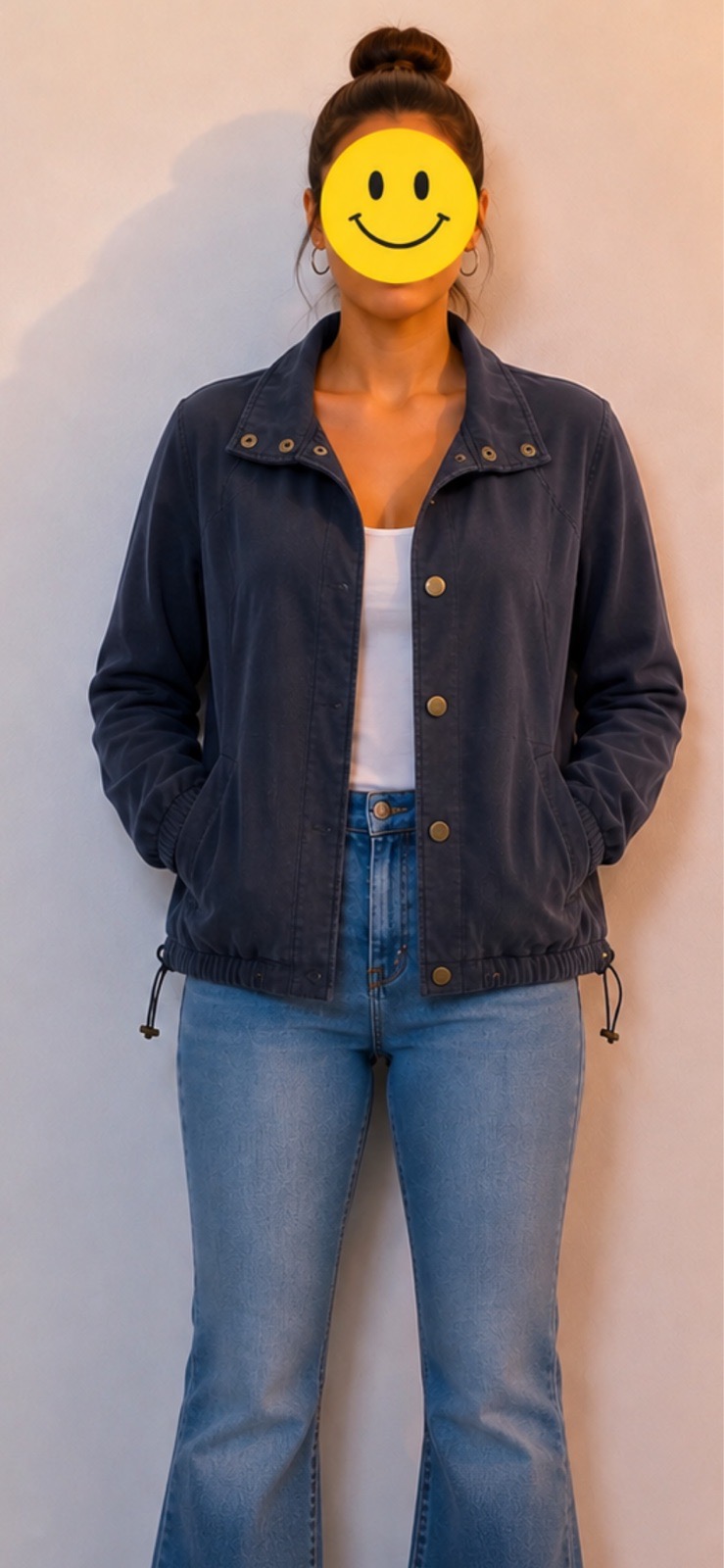 Joules Corinne Navy Blue Drawstring Bottom Utility Lightweight Jacket sz 14 Great Condition