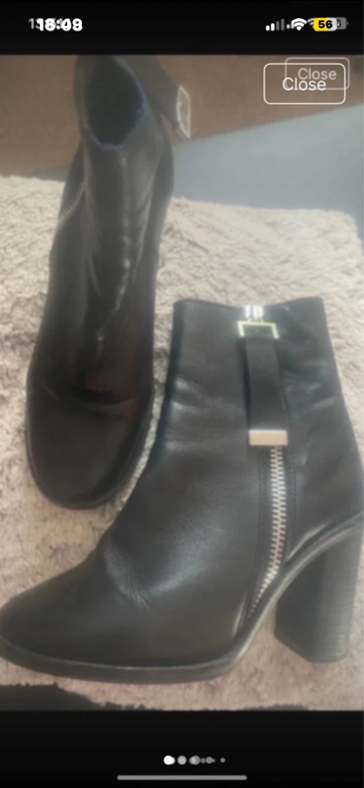 Topshop Black Real Leather Zip Detail Chunky Ankle Boots sz 5 Great Condition