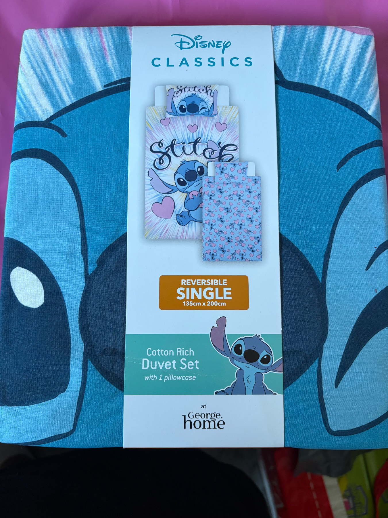 Disney stitch single reversible duvet cover set
