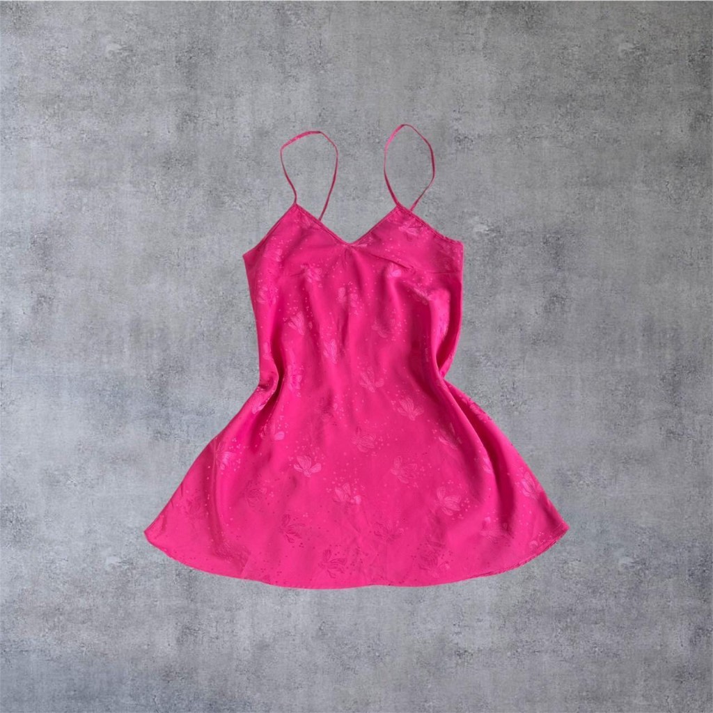 Y2k pink floral print fairycore coquette slip mini dress