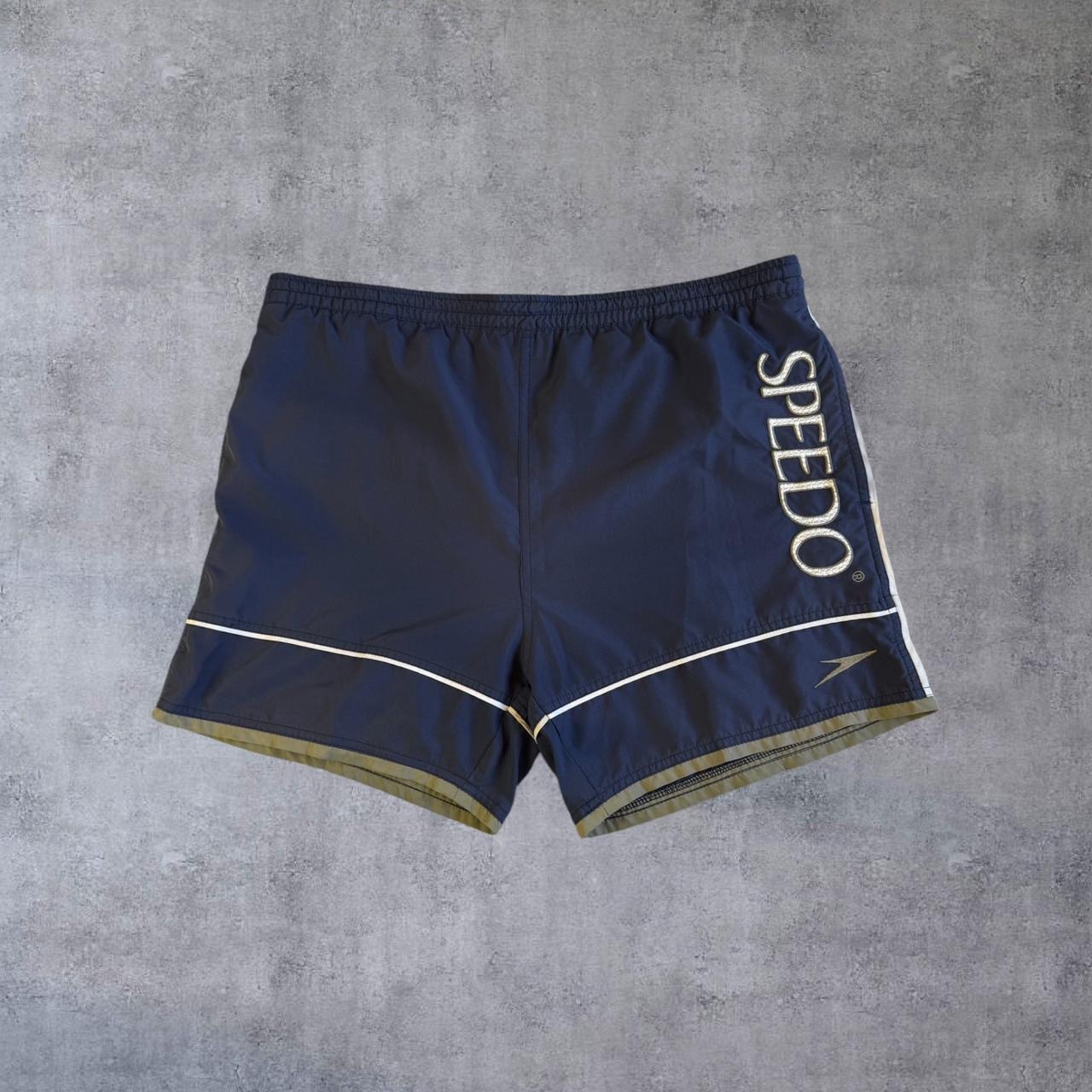 Vintage Speedo navy blue spellout swim shorts