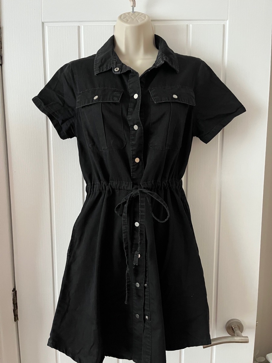 Ladies Black Denim Mini Dress Size 10 New Look
