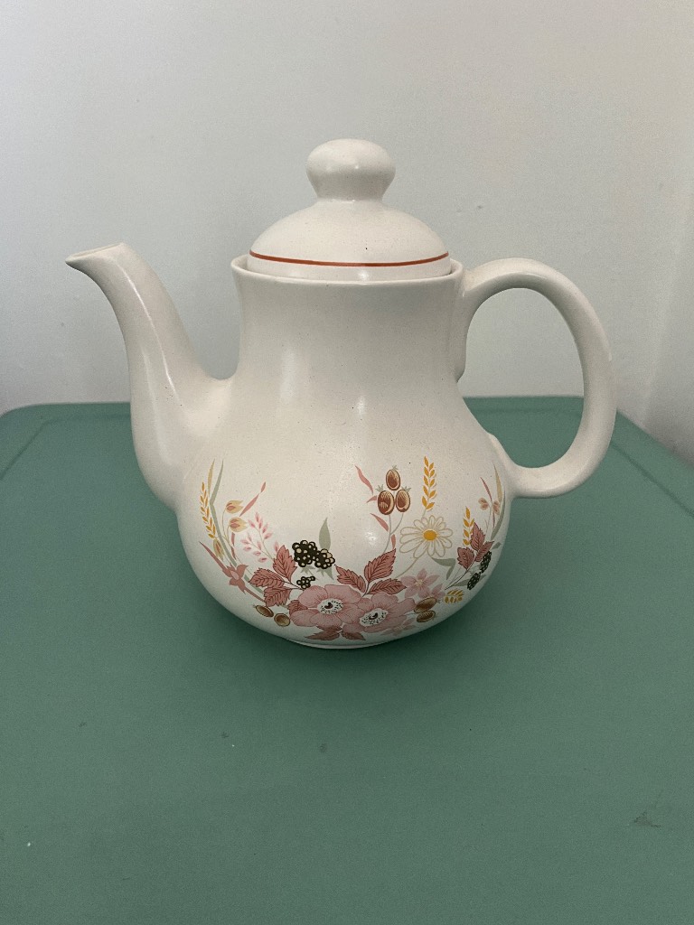 Vintage ceramic cream  Teapot with floral design Hedge Rose