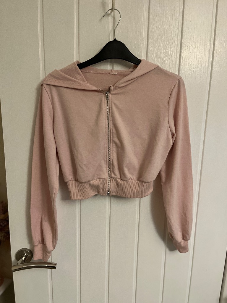Girls blush pink zipped hoodie no size tag but fits 11/12y