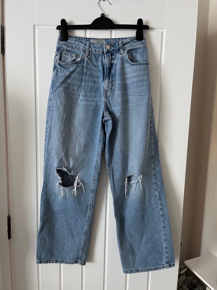 Girls ripped blue wide leg jeans New Look generation 915 age 12y