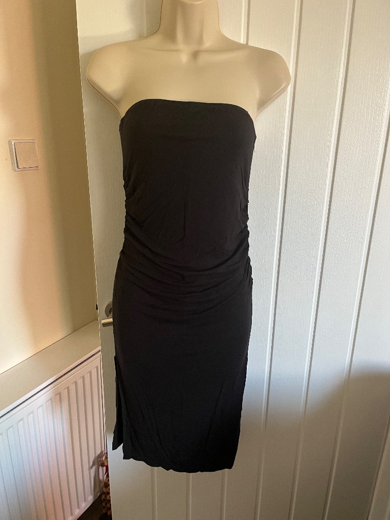 Girls black bodycon bandeau dress age 12y shein has runched sides
