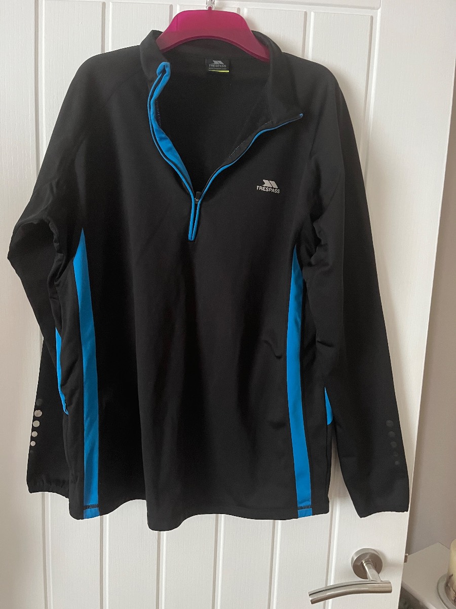 Trespass men’s black/blue activewear top size XL