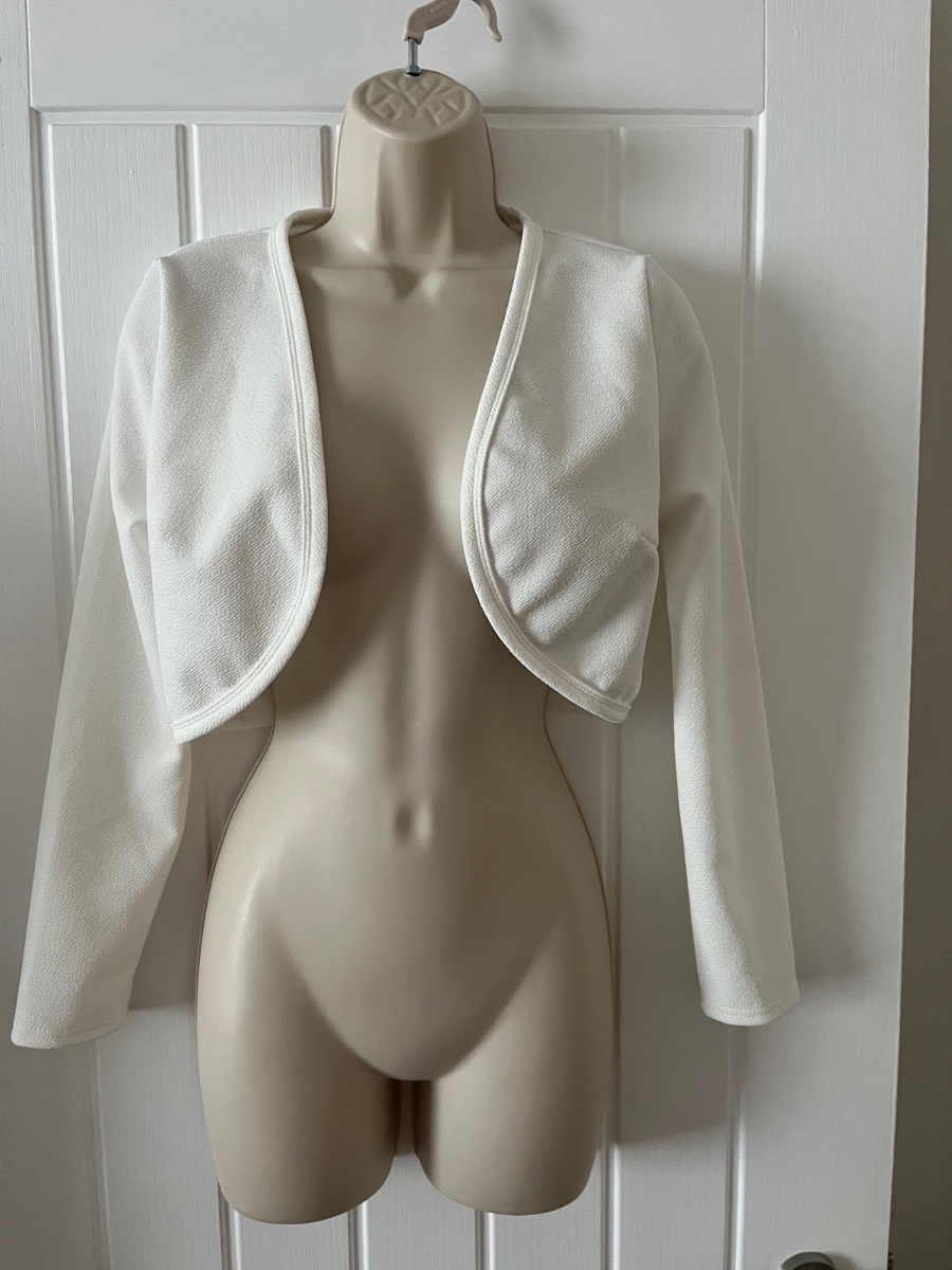 Girls white long sleeved bolero age 13y SHEIN nwot
