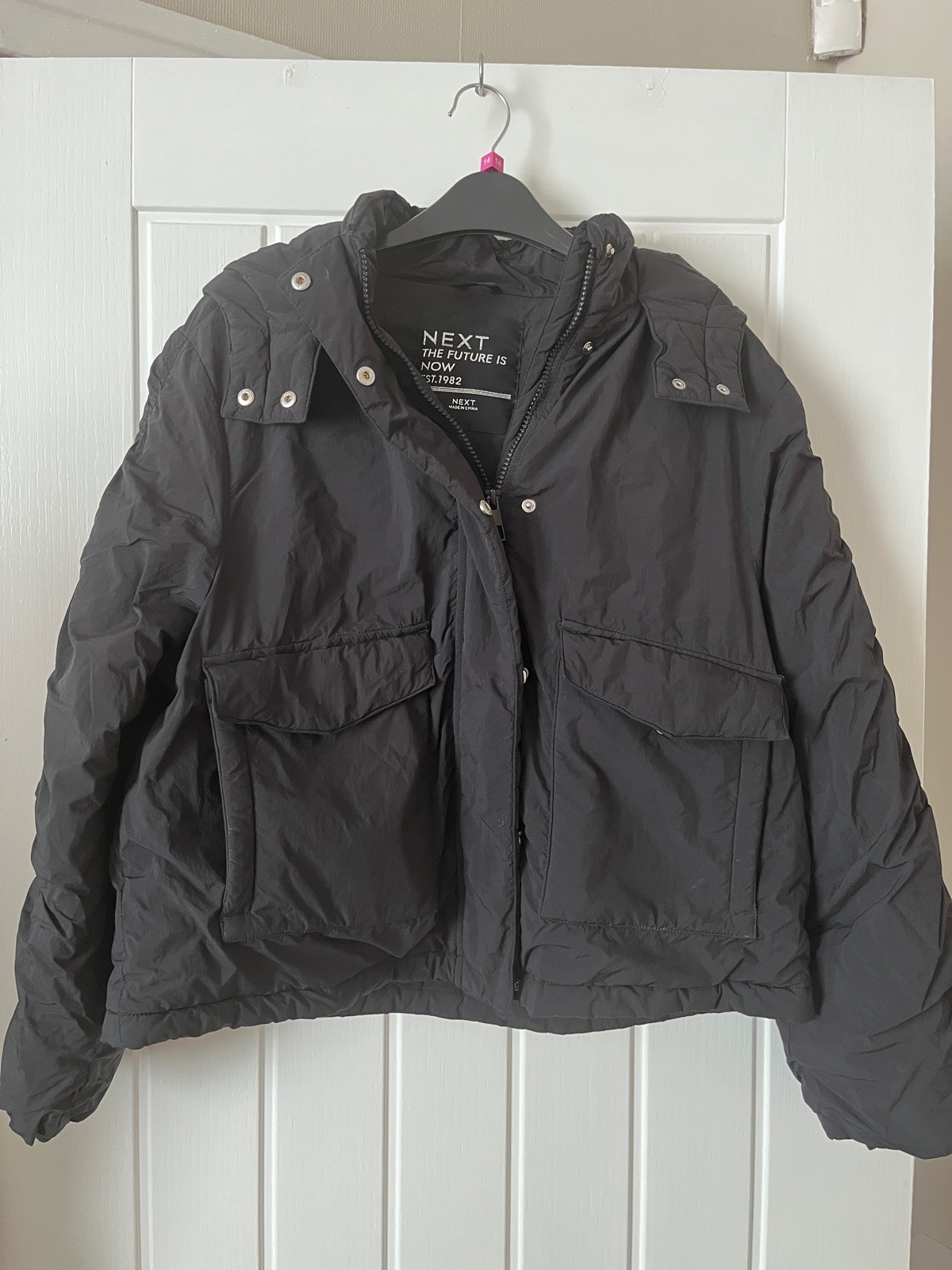 Next girls black padded jacket age 13y