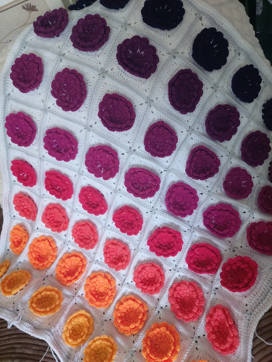 Handmade crochet blanket 36 x 42 inches