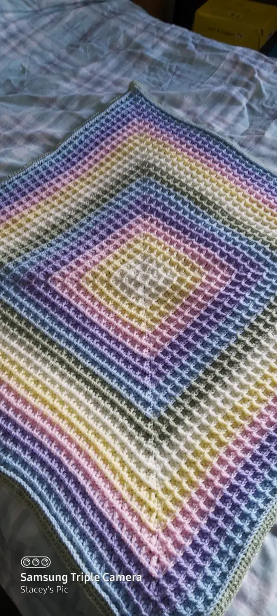 Handmade crochet baby blanket 44 inch square