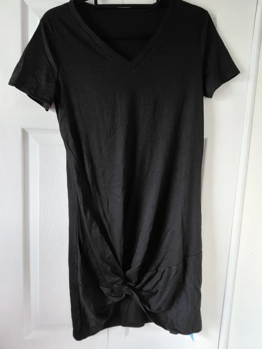 Black Knotted T-Shirt Mini Dress size S Uk 10