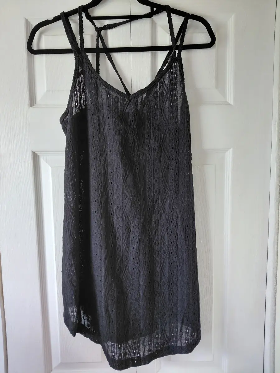 Black Eyelet Jersey Sleeveless Cover-Up Dress size S Uk 10