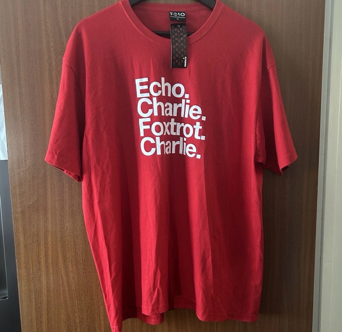 T-34 Echo Charlie Foxtrot Charlie Graphic T-Shirt – Red – XL – BNWT
