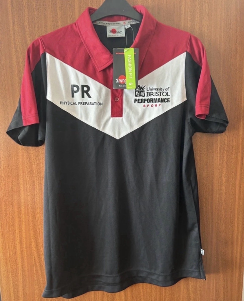 BNWT University of Bristol Performance Sport Polo Shirt Large Samurai Sportswear
