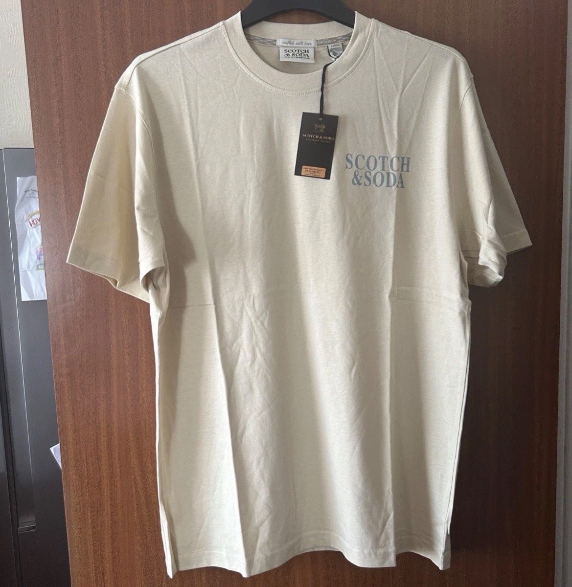 BNWT Scotch & Soda Amsterdam Cream Logo T-Shirt Large 100% Cotton