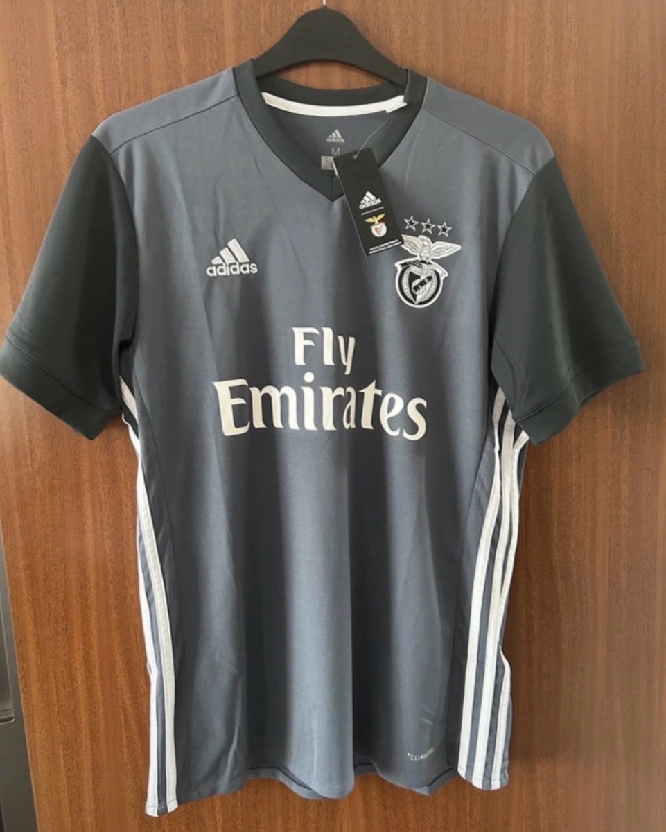 BNWT adidas Benfica 2017/18 Away Shirt Medium BR9255 Climacool Grey
