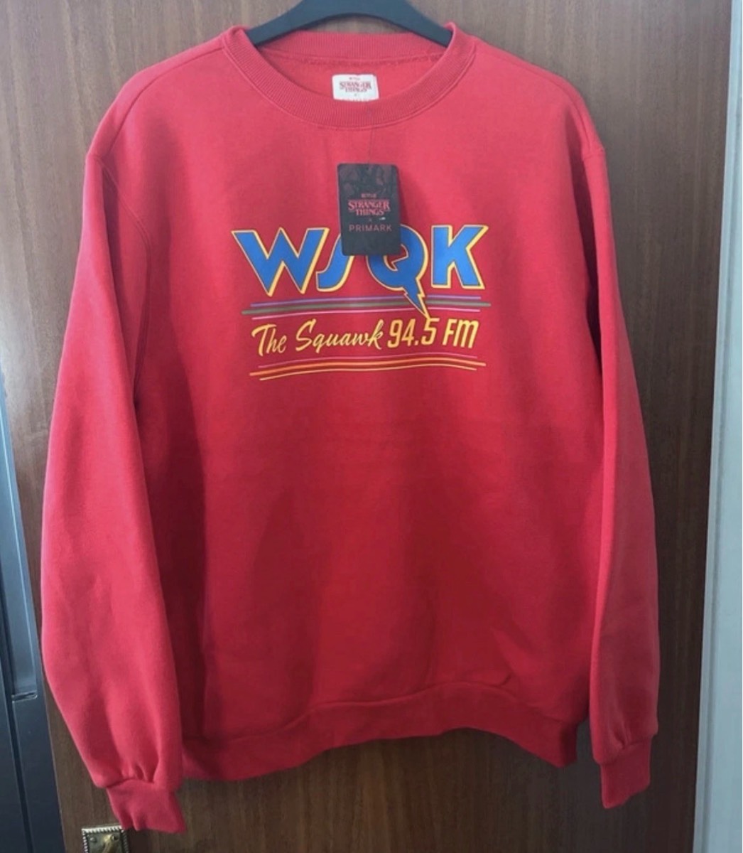 Stranger Things WJQK The Squawk 94.5 FM Sweatshirt BNWT Large Netflix Primark
