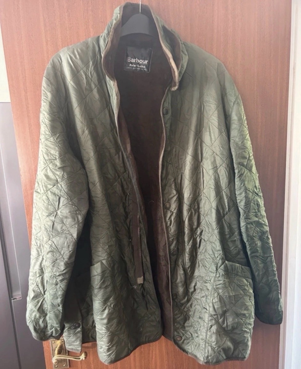 Barbour Polar Quilts Jacket Olive Green Quilted Fleece Lined XL