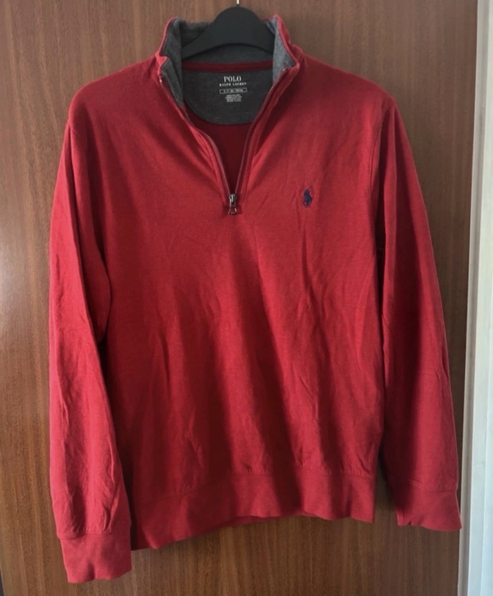 Polo Ralph Lauren Quarter Zip Jumper Red Small Pony Logo Men’s Small