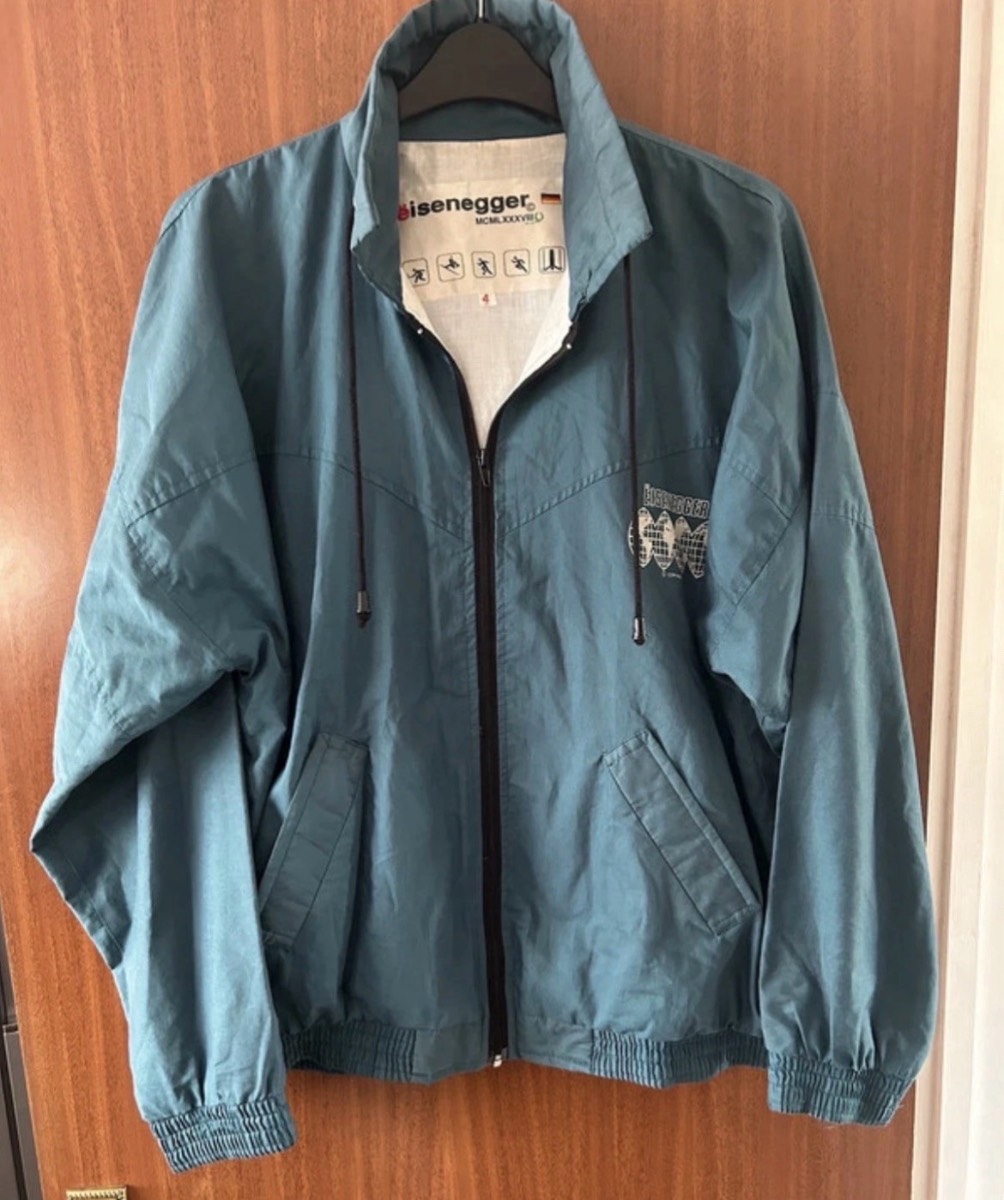 Vintage Eisenegger Windbreaker Jacket Teal Blue Full Zip XL XXL 90s