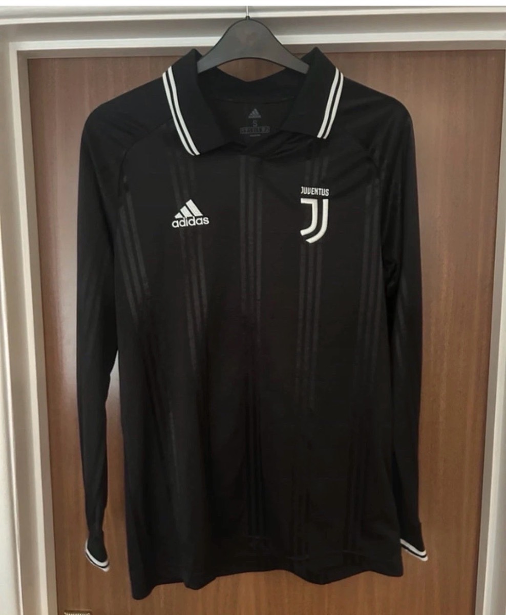 adidas Juventus 2019/20 Icons Retro Long Sleeve Polo Shirt Black Small DX9212