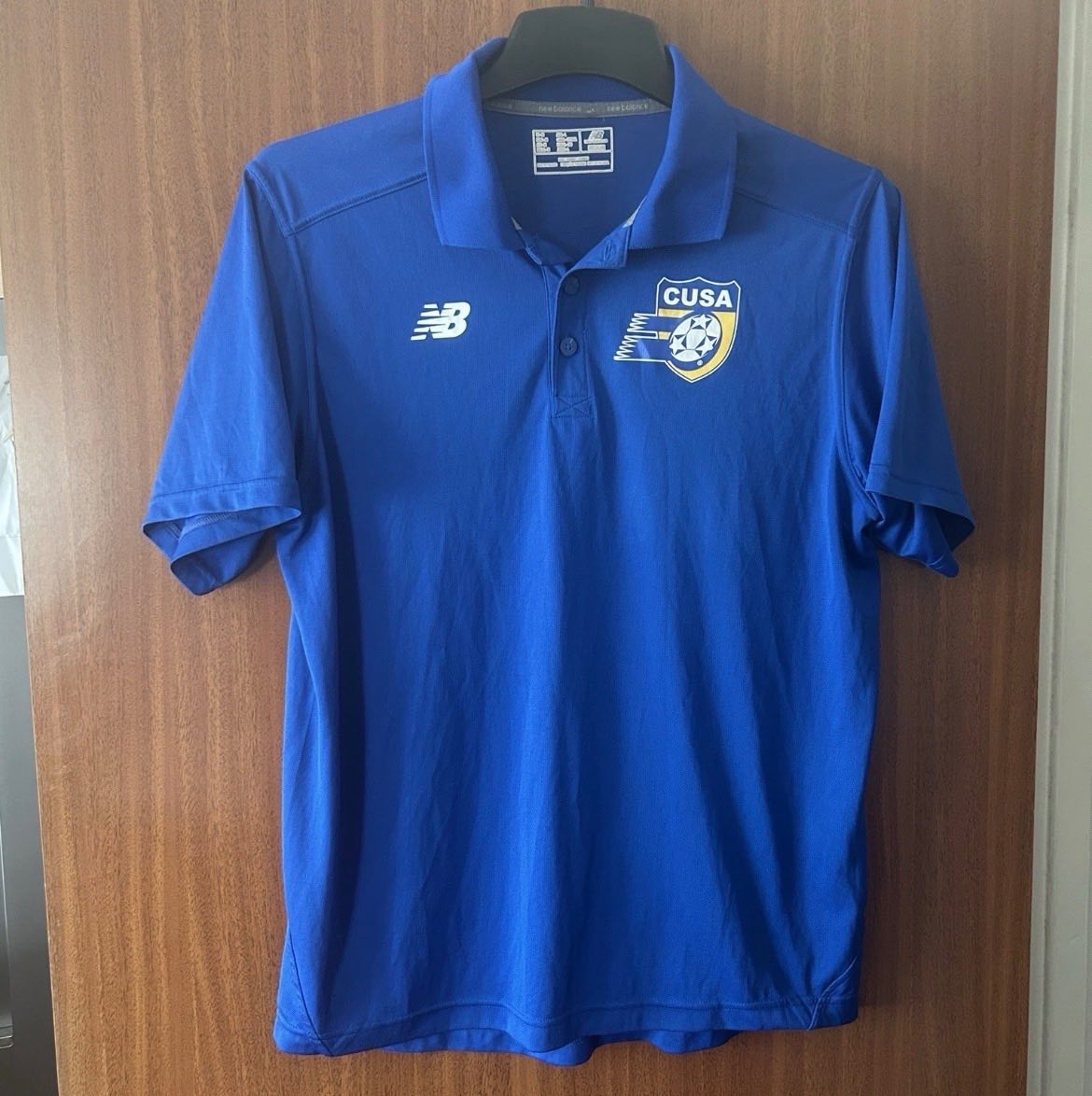 New Balance CUSA Football Polo Shirt Blue Medium Teamwear