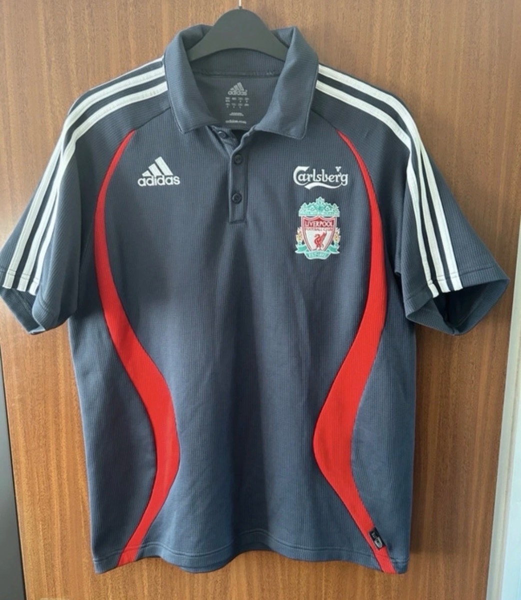 Adidas Liverpool FC Training Polo Shirt Medium Grey Carlsberg 2006/07 ClimaLite