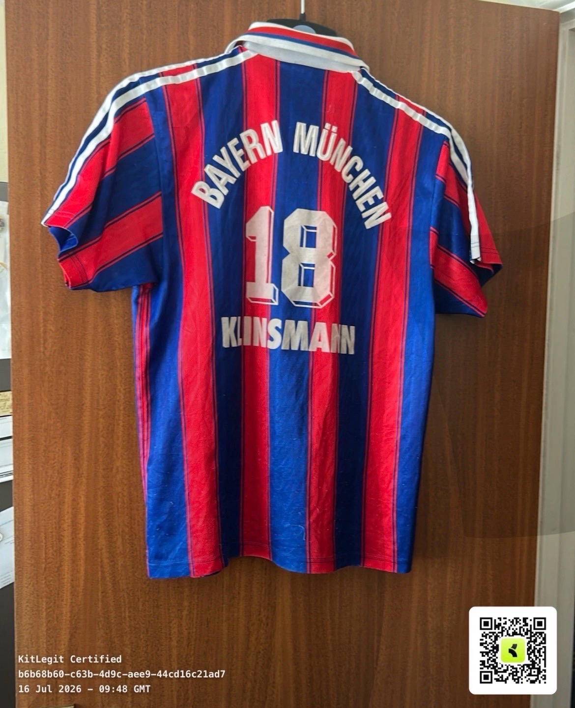 Bayern Munich 1995–97 adidas Home Shirt – Klinsmann #18 – Small – KitLegit Certified