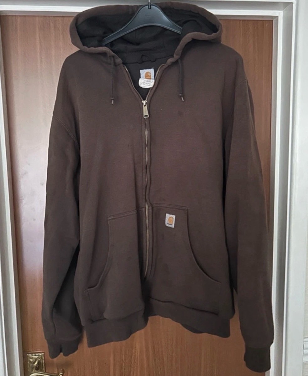 Carhartt J149 DKB Thermal Lined Zip Hoodie Jacket Brown XL Tall