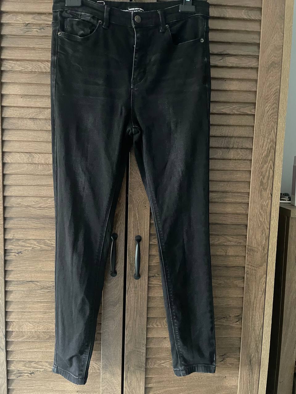 Dark Black Women’s Jeans High Waist Stradivarius Size 38/ UK 10 Perfect Condition