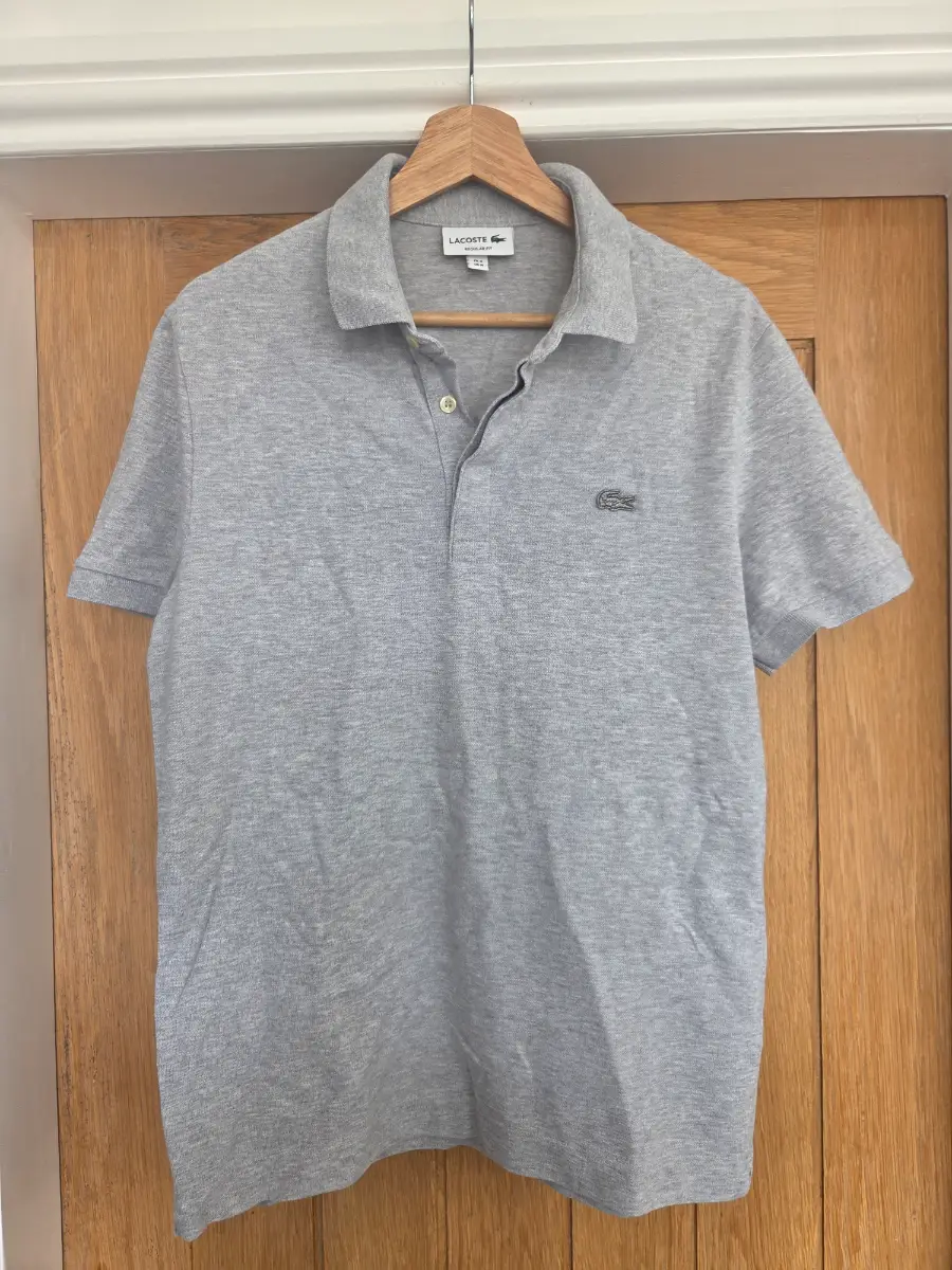 Mans Grey Lacoste Polo Shirt, sz M, regular fit