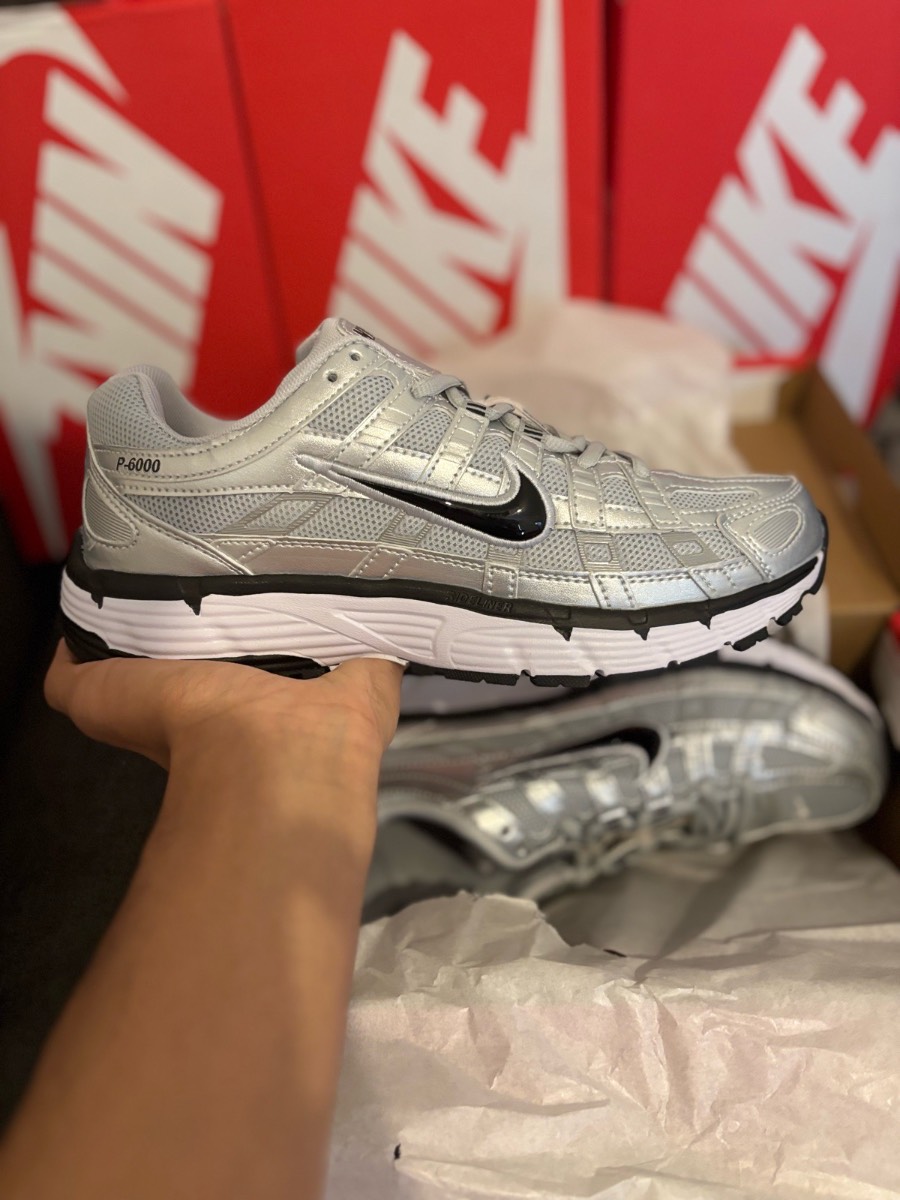 Nike P-6000 Women’s Metallic Silver Low Top Trainers UK 8 (FD9876-101)