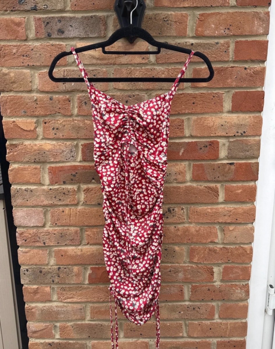 Floral print drawstring dress